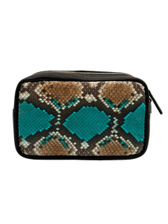 Teal Python Genuine Leather Cross Body
