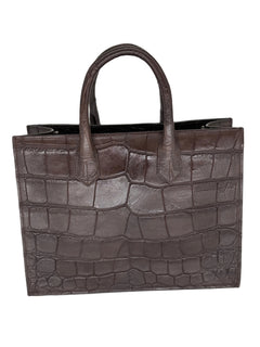 Alligator Market Tote - Dark Brown