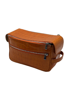 Bull & Briar Dopp Kit in Alligator in Orange