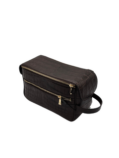 Bull & Briar Dopp Kit in Alligator in Chocolate Brown