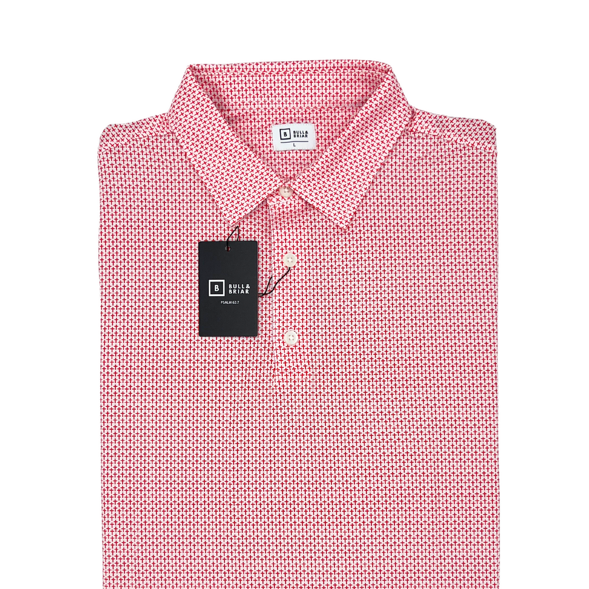 Wrinkle-Free Cross Pattern Polo Shirt in Red