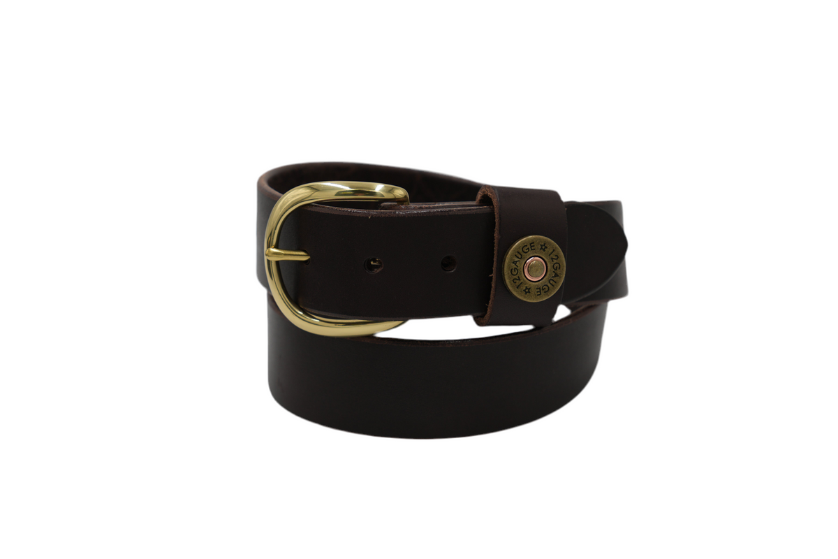 1 1/2” Dark Brown Genuine Leather Belt