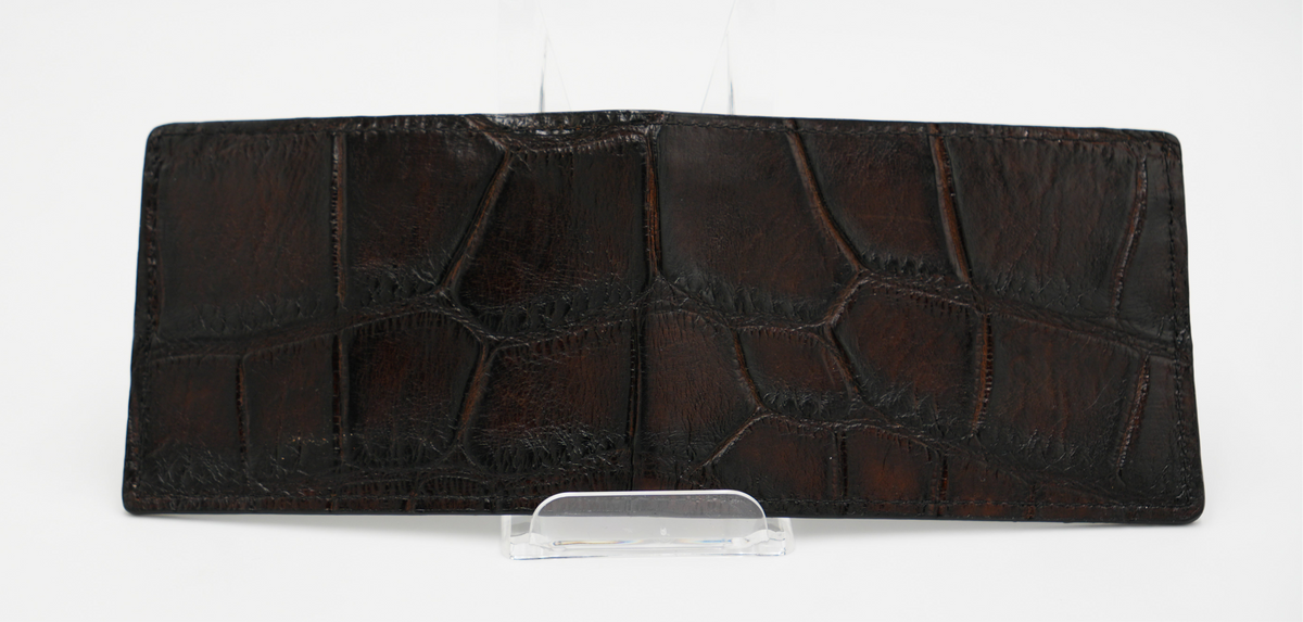 Dark Brown Full Alligator Bi-Fold Wallet