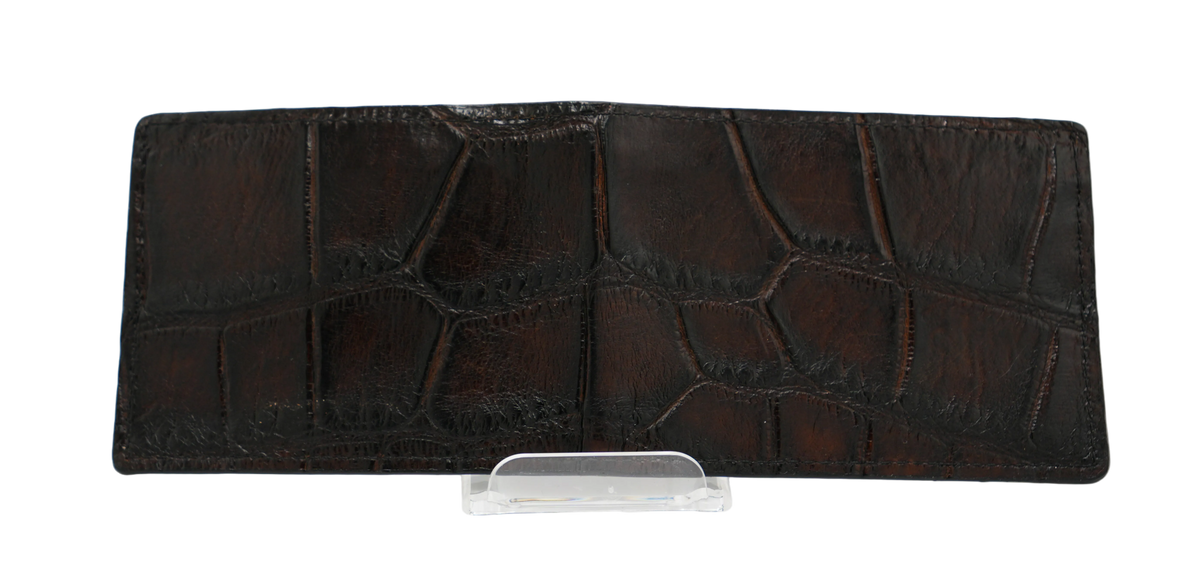 Dark Brown Full Alligator Bi-Fold Wallet