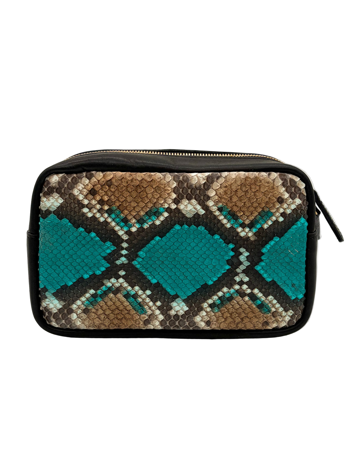 Teal Python Genuine Leather Cross Body