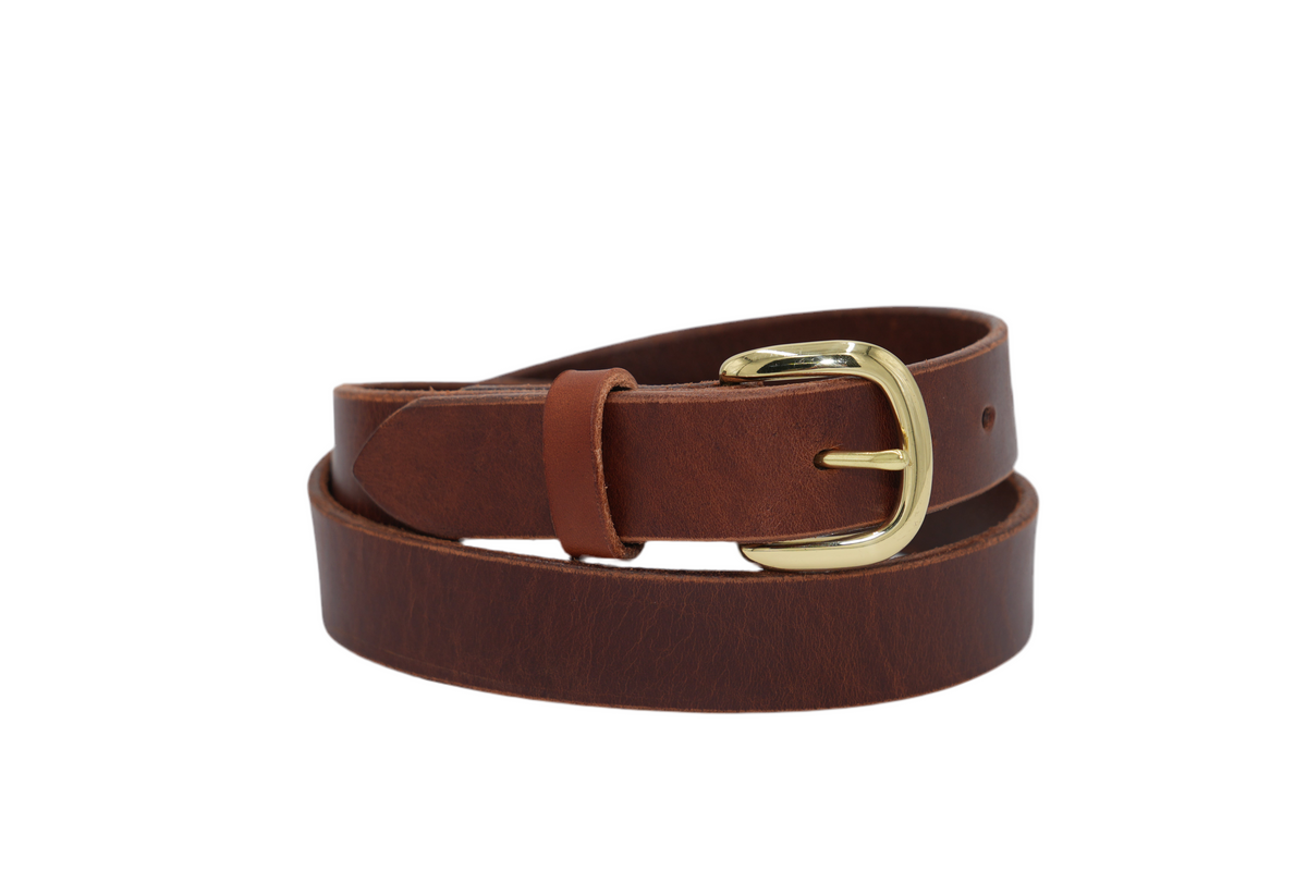 1 1/4” Medium Brown Genuine Leather Belt