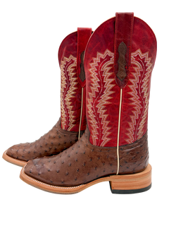 Squared Toe Ostrich Boots