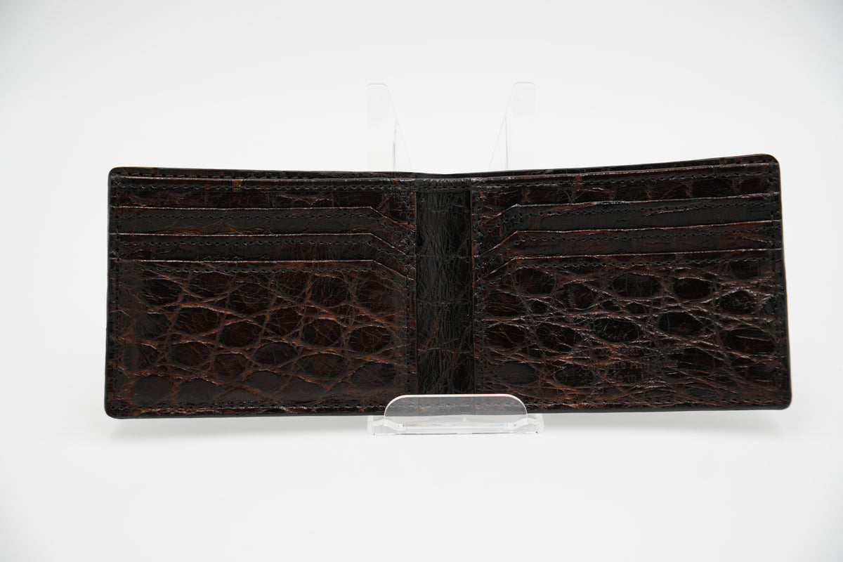 Dark Brown Full Alligator Bi-Fold Wallet