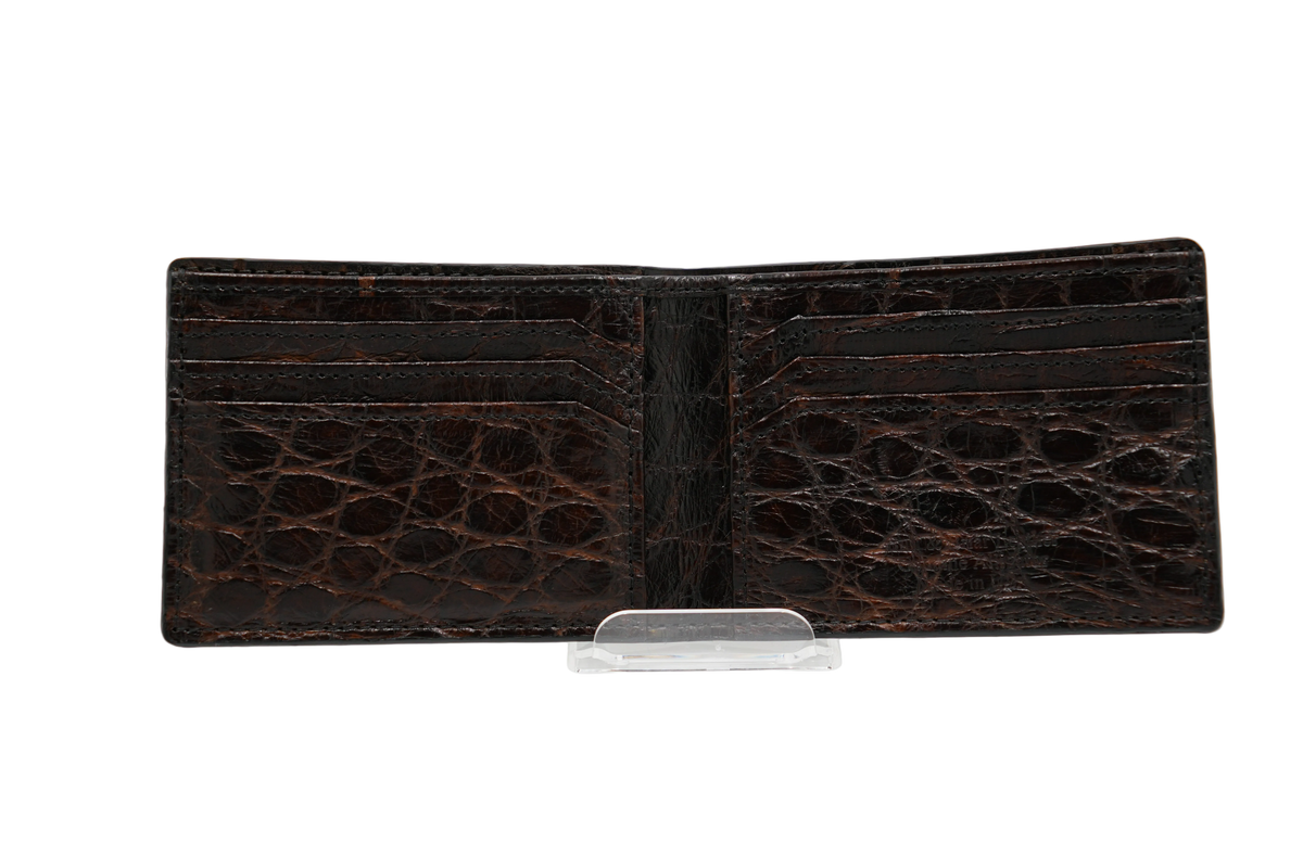 Dark Brown Full Alligator Bi-Fold Wallet