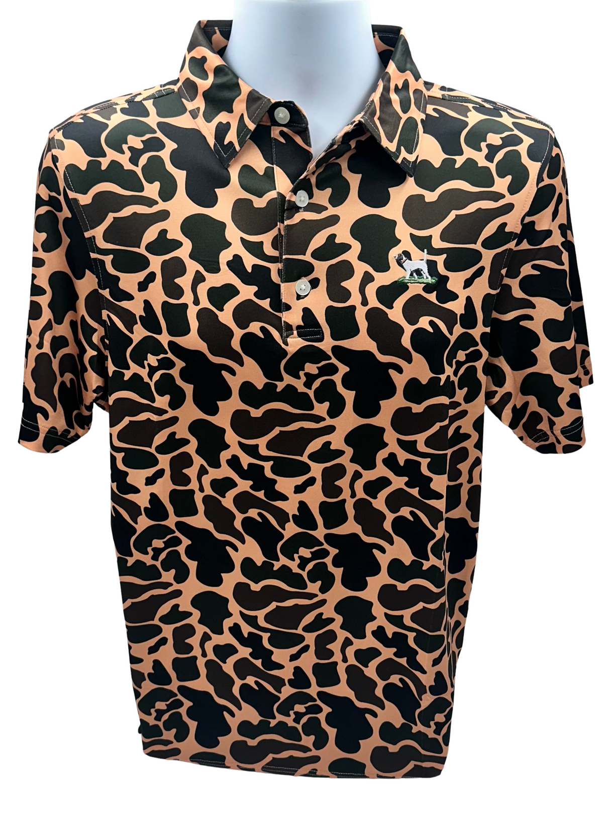 Bull and Briar Mens Wrinkle Free Dusk Camo Polo-English Pointer