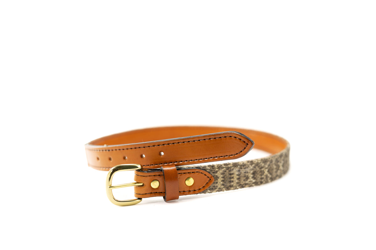 1 1/4 Chestnut Brown Bridle Leather Rattlesnake Belt
