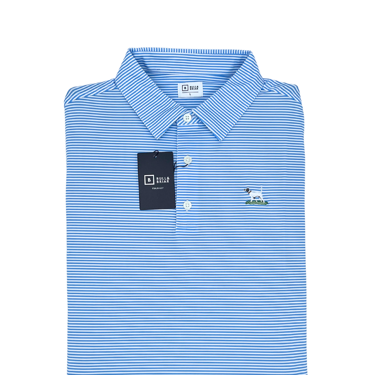Wrinkle-Free English Pointer Polo Shirt in Steel Blue