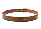 1 1/2" Cognac Belt with Diamondback Rattlesnake Diamond Inlay