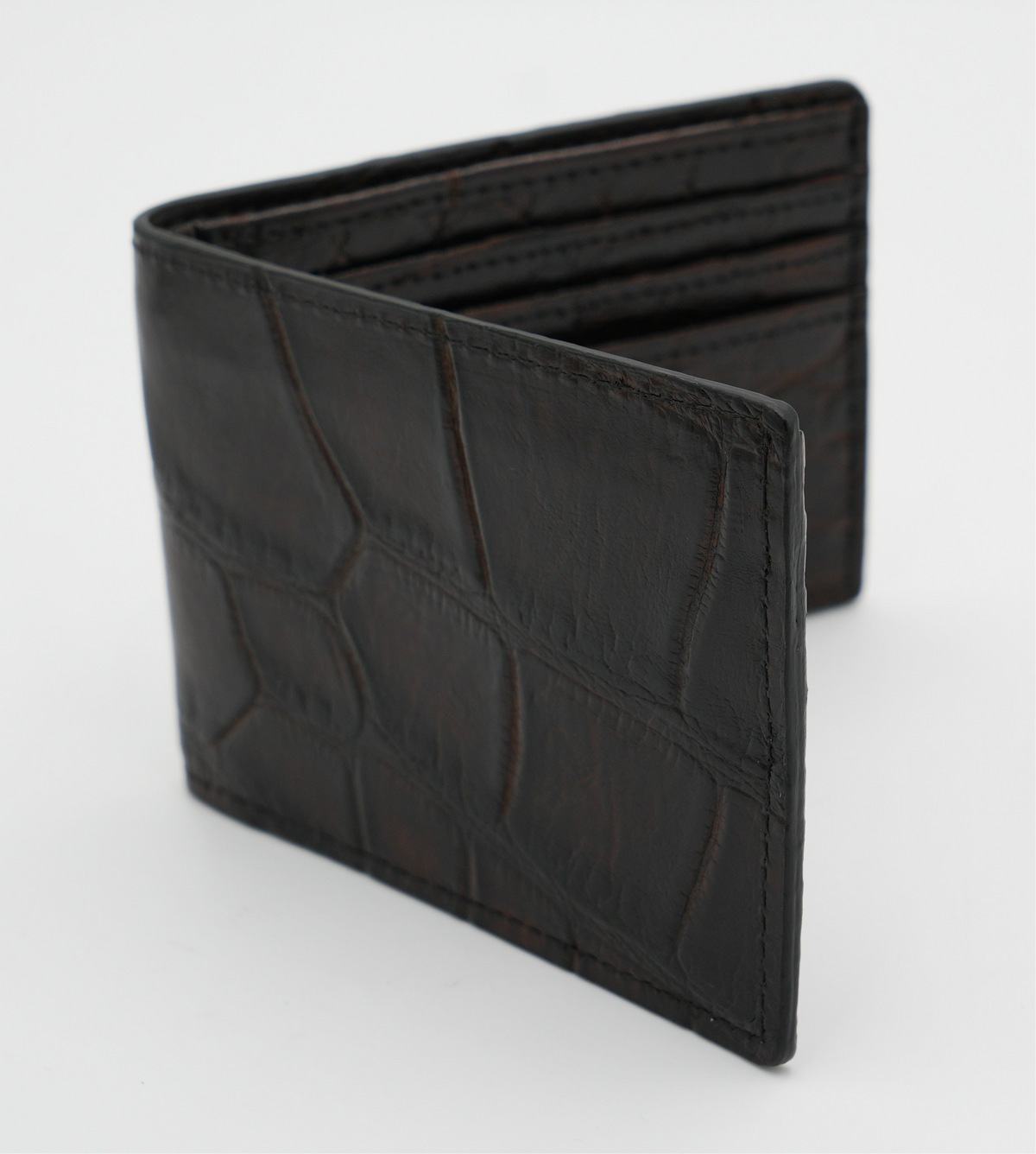 Dark Brown Full Alligator Bi-Fold Wallet