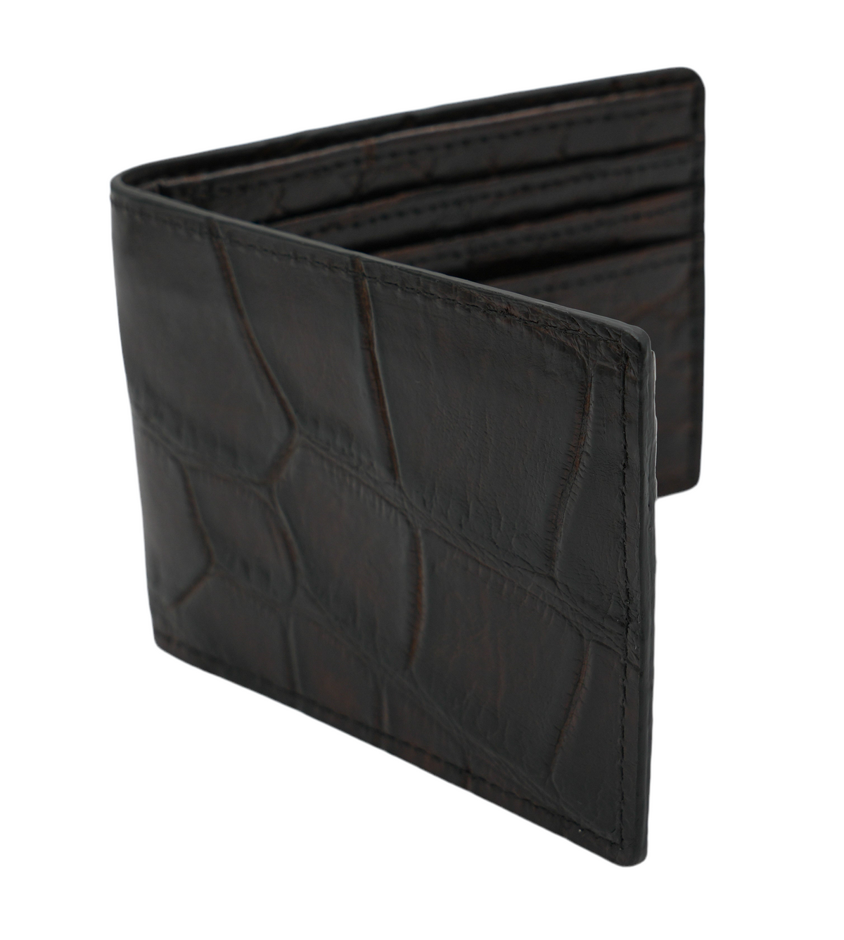 Dark Brown Full Alligator Bi-Fold Wallet