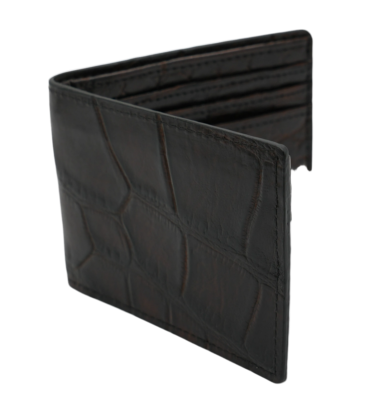 Dark Brown Full Alligator Bi-Fold Wallet