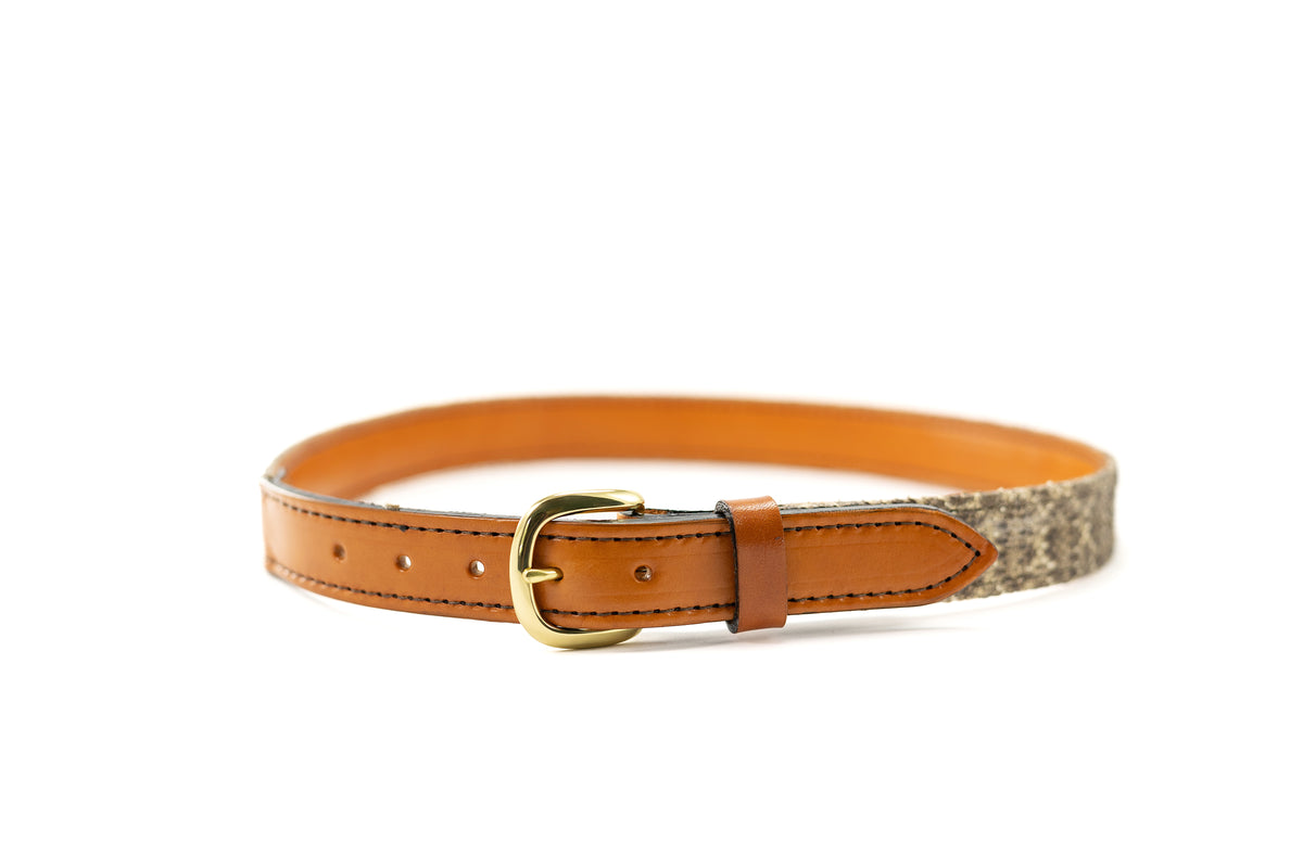 1 1/4 Chestnut Brown Bridle Leather Rattlesnake Belt