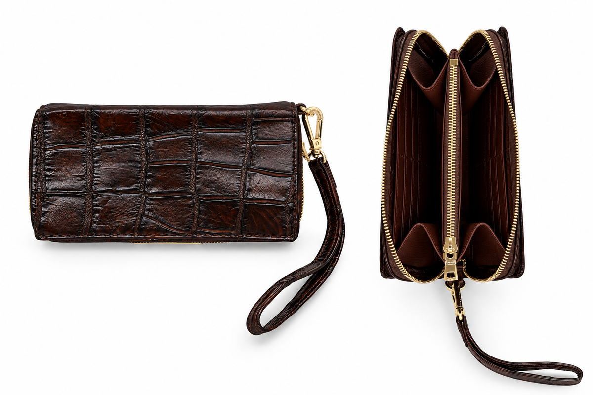 Genuine Alligator Wristlet Clutch