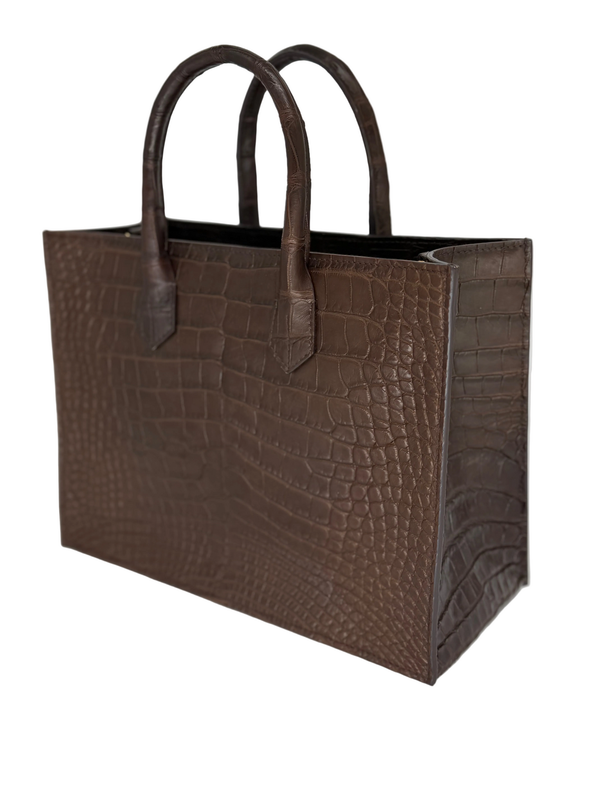 Alligator Market Tote - Chocolate Brown