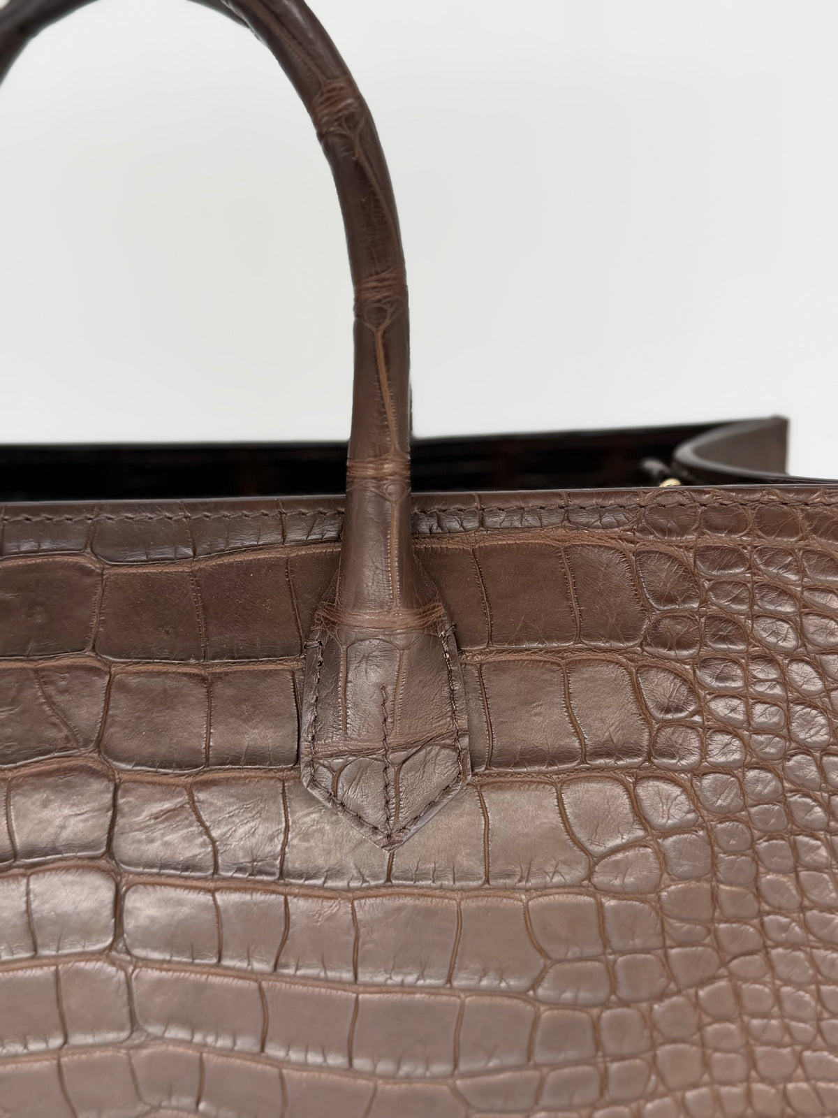Alligator Market Tote - Chocolate Brown