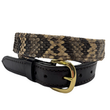 1 1/4” Youth - Eastern Diamondback Rattlesnake Belt with Bridle Leather Tips