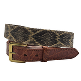 1 1/4” Eastern Rattlesnake Belt with Cognac Genuine Alligator Tips