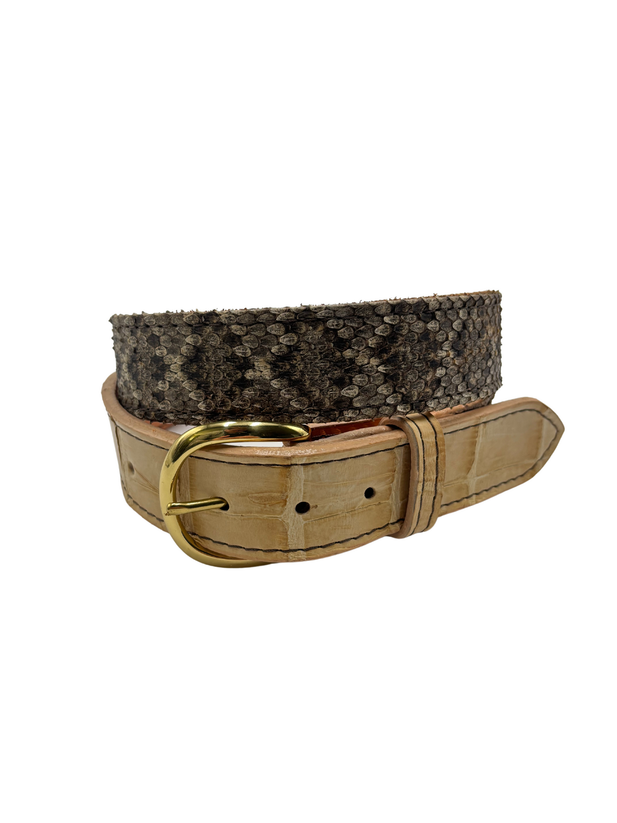 Bull &amp; Briar 1&quot; 1/2 Western Diamondback with Tan Genuine Alligator Belt