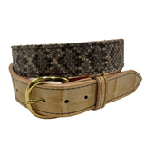 1 1/2” Western Diamondback Rattlesnake Belt with Tan Genuine Alligator Tips
