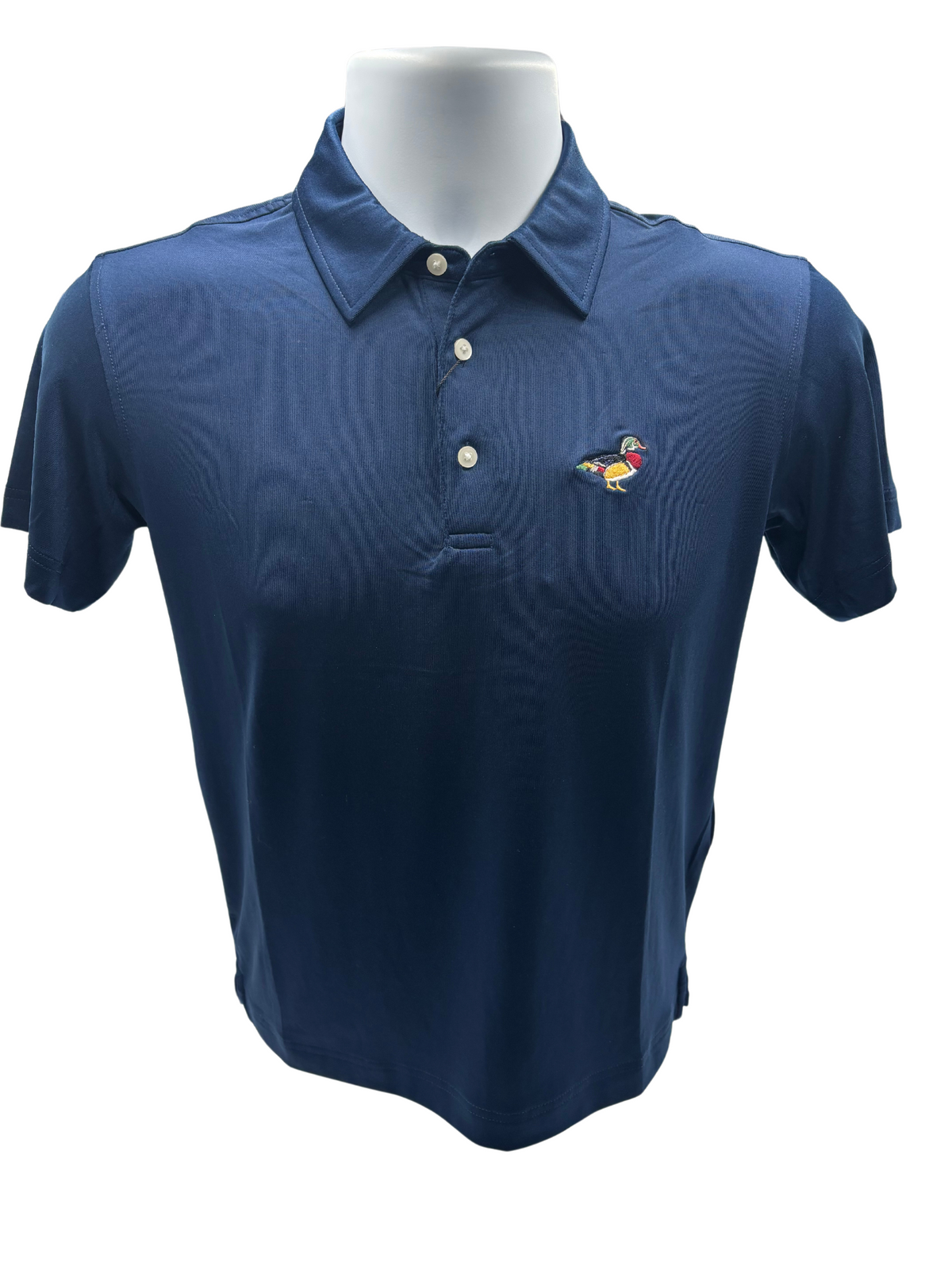 Bull &amp; Briar Wrinkle Free Navy Youth Polo-Wood Duck
