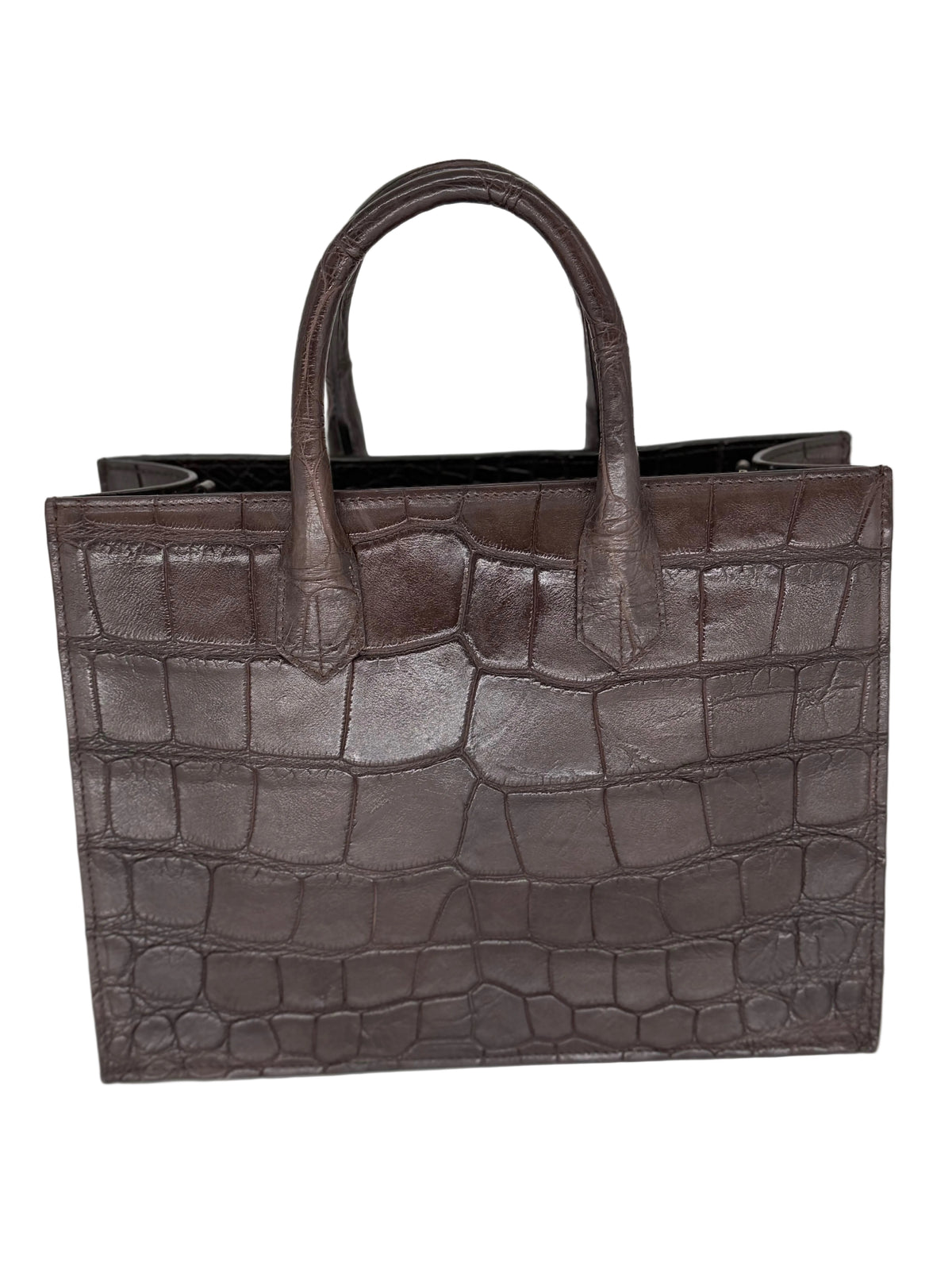 Alligator Market Tote - Dark Brown