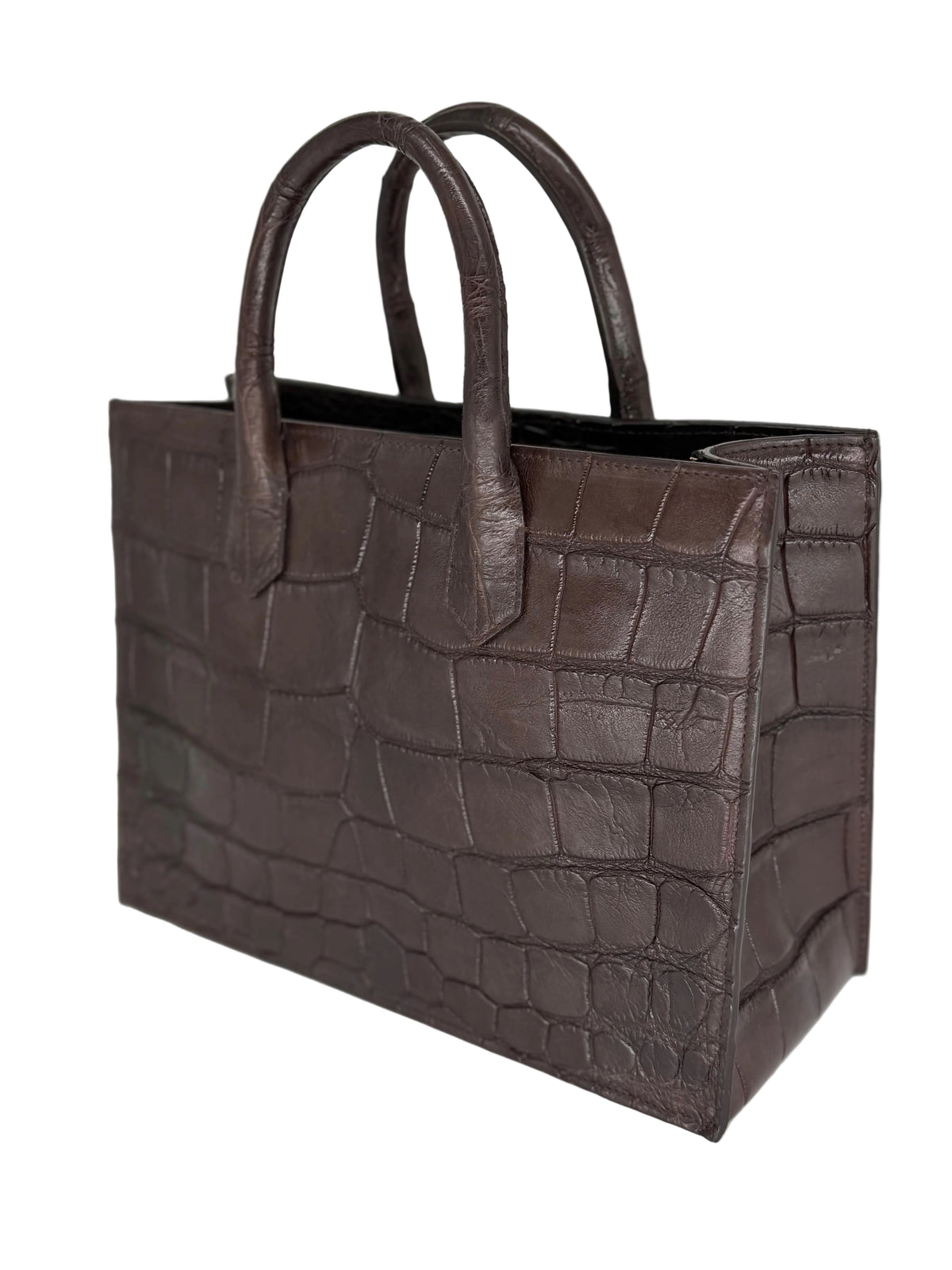 Alligator Market Tote - Dark Brown
