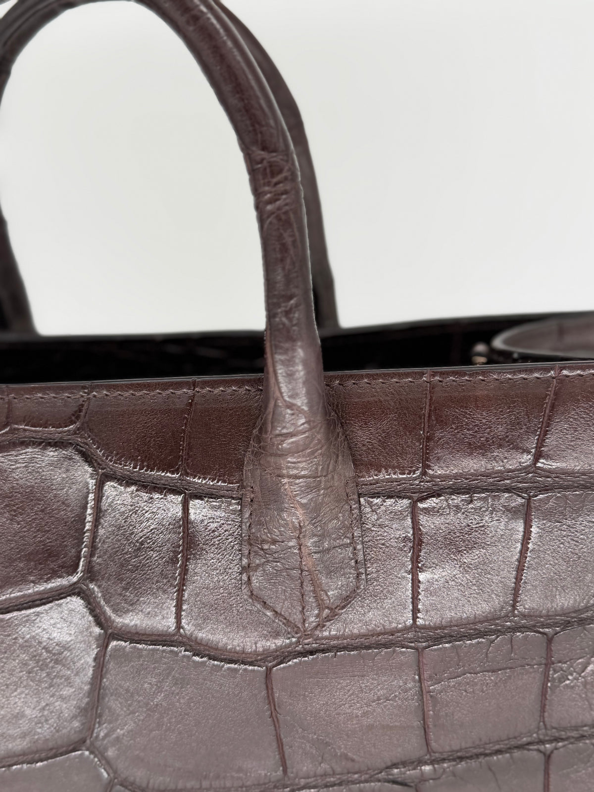 Alligator Market Tote - Dark Brown