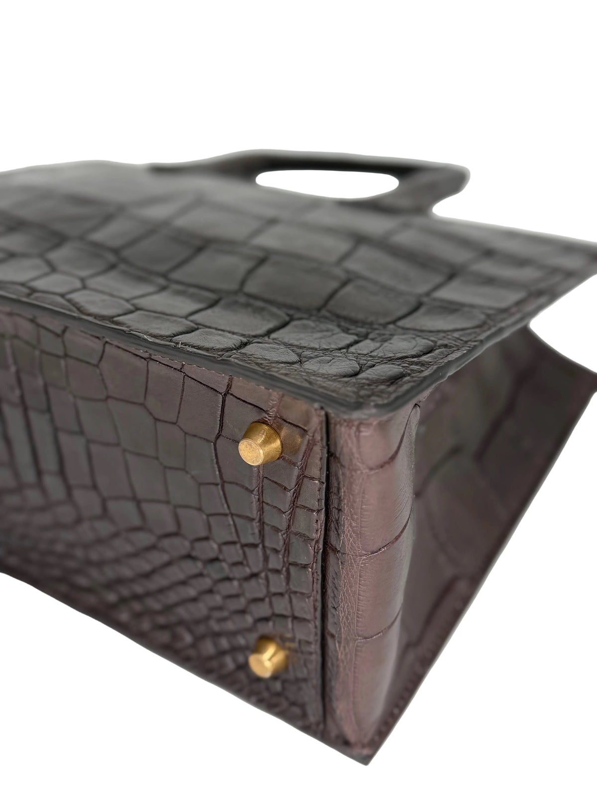 Alligator Market Tote - Dark Brown