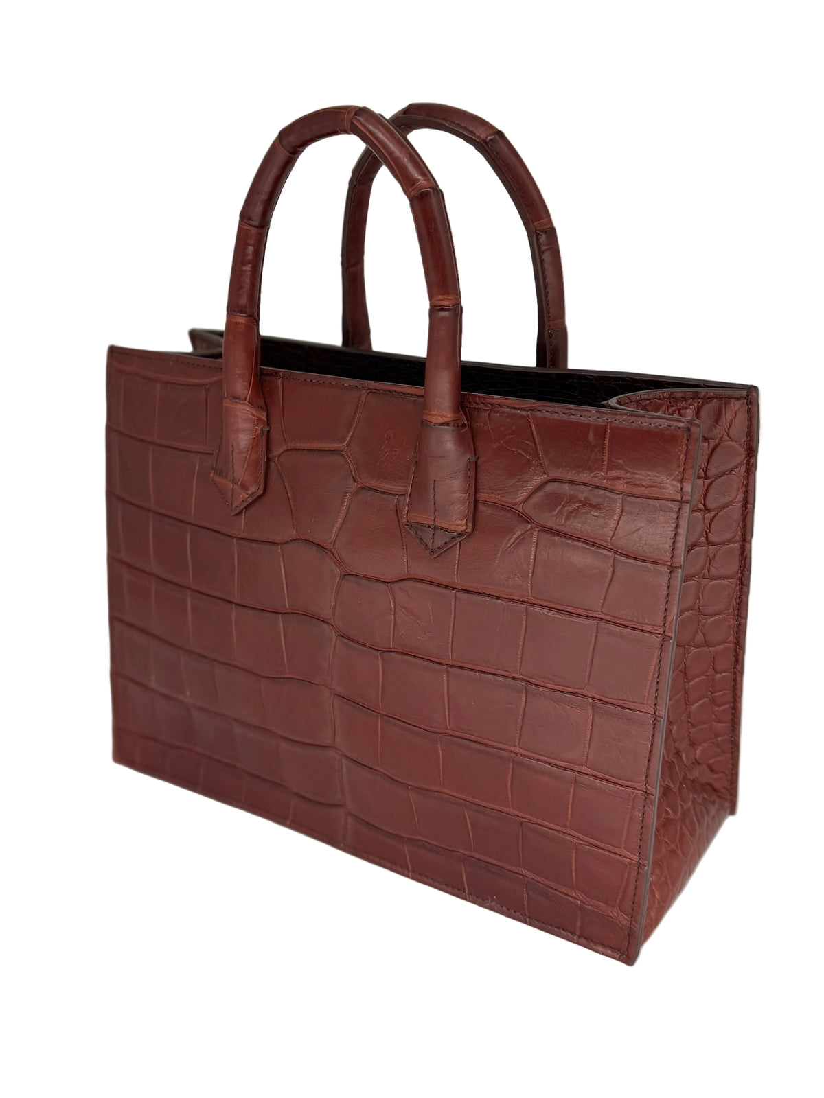 Alligator Market Tote - Burgundy