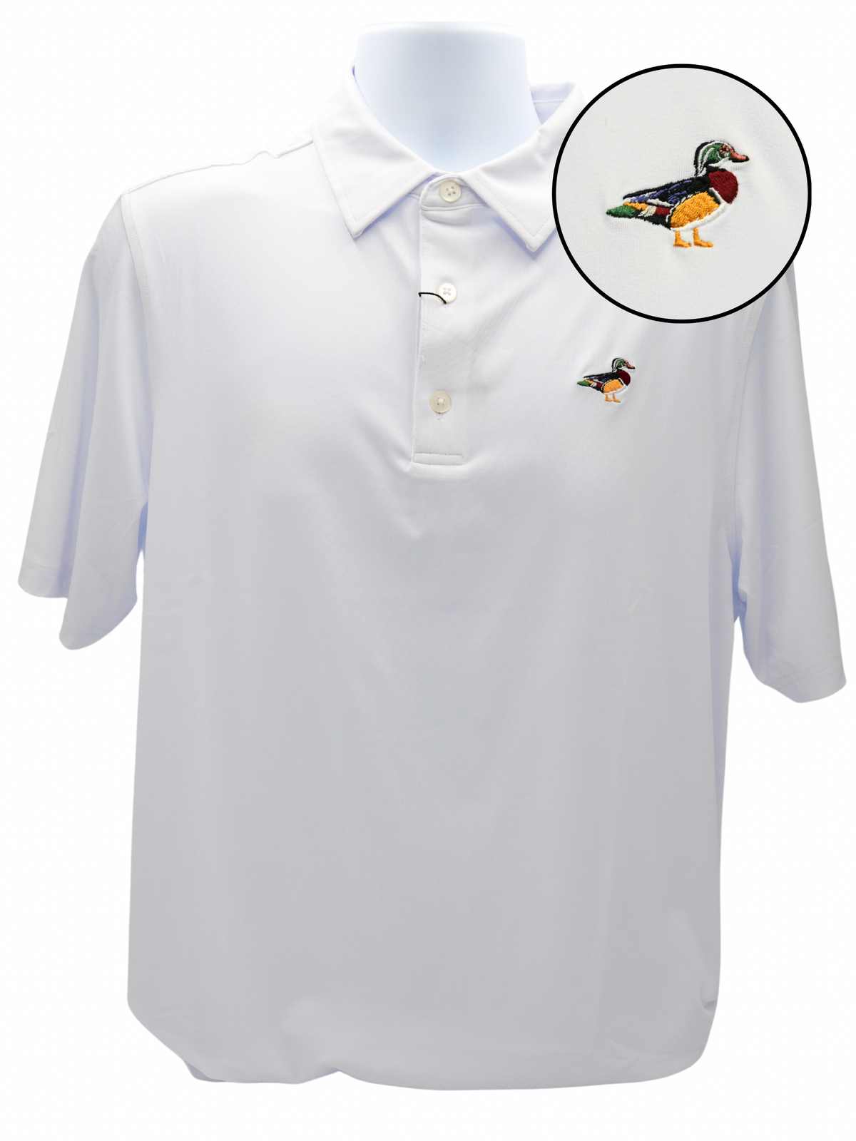 Bull &amp; Briar Wrinkle-Free White Private Label Polo-Wood Duck