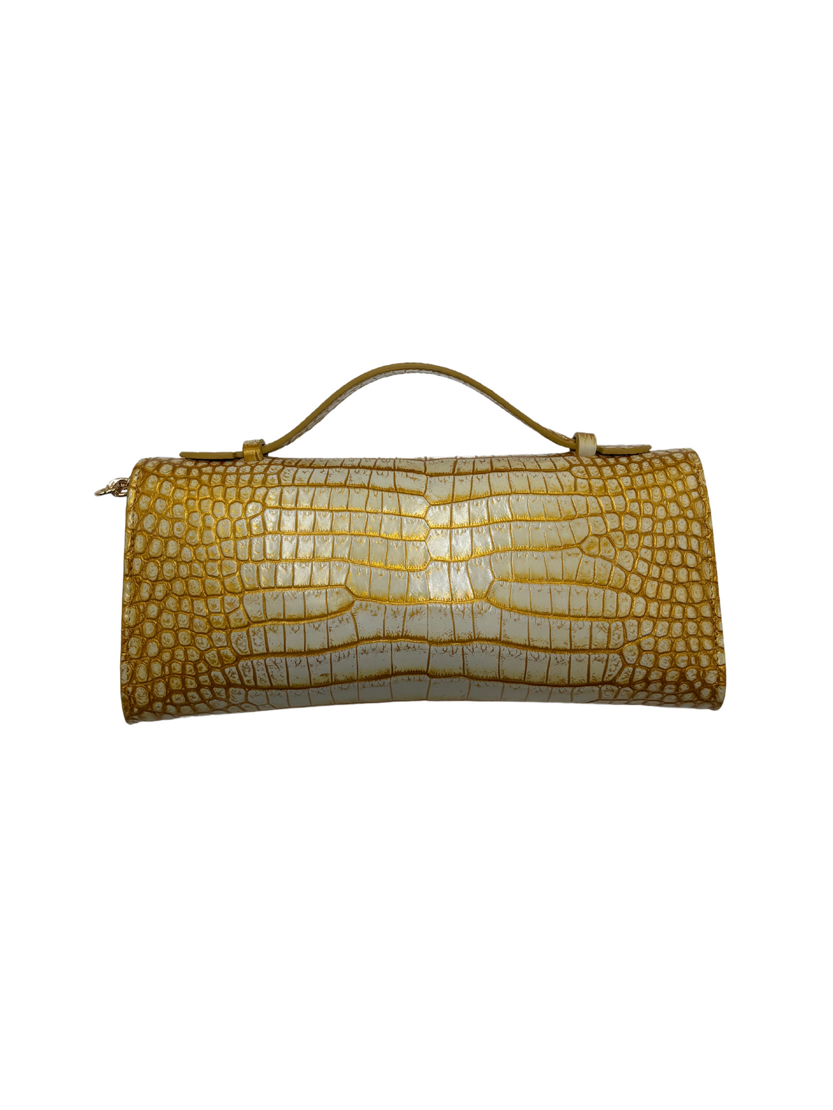 Bull &amp; Briar-The &quot;Rebecca&quot; Alligator Handle Clutch in White Gold