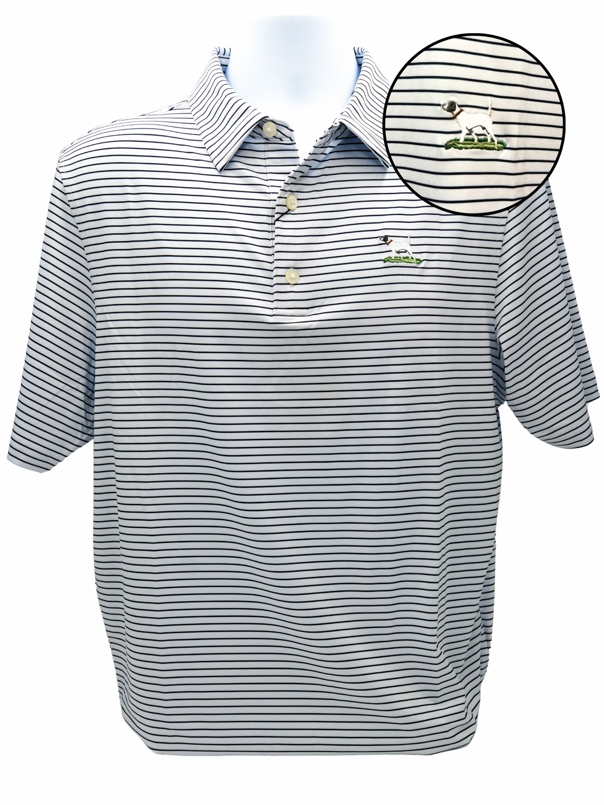 Bull &amp; Briar Wrinkle-Free English Pointer Polo Shirt in White/Black