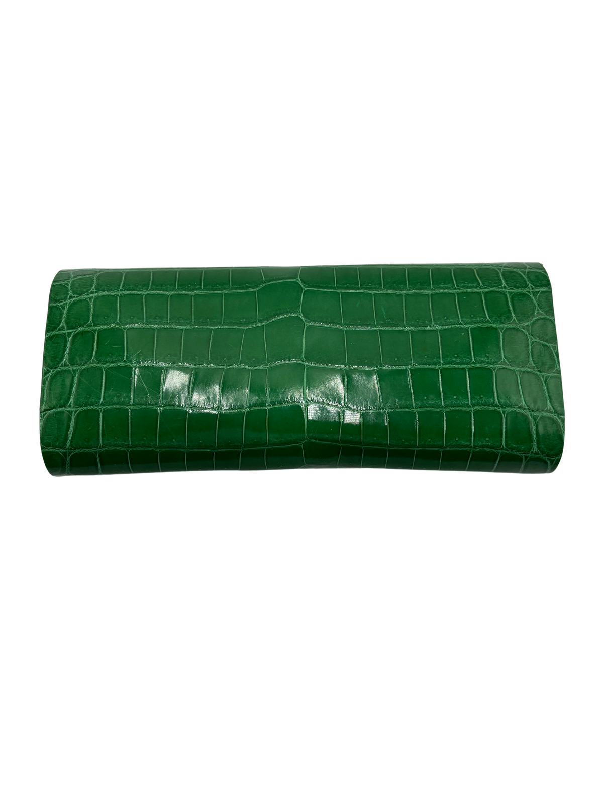 Bull &amp; Briar The &quot;Stacey&quot; Genuine Alligator Clutch in Gloss Green
