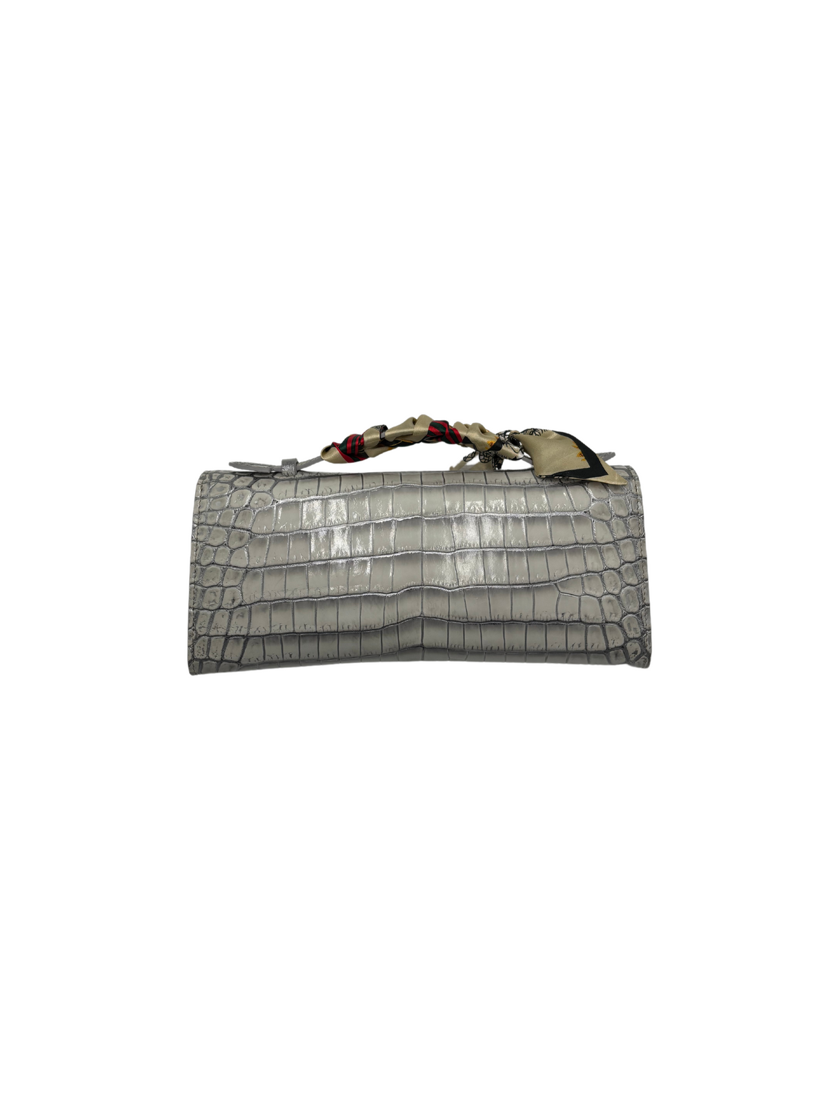 Bull &amp; Briar The &quot;Rebecca&quot; Alligator Handle Clutch in Silver