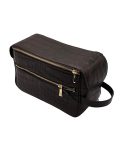 Bull & Briar Dopp Kit in Alligator in Dark Brown