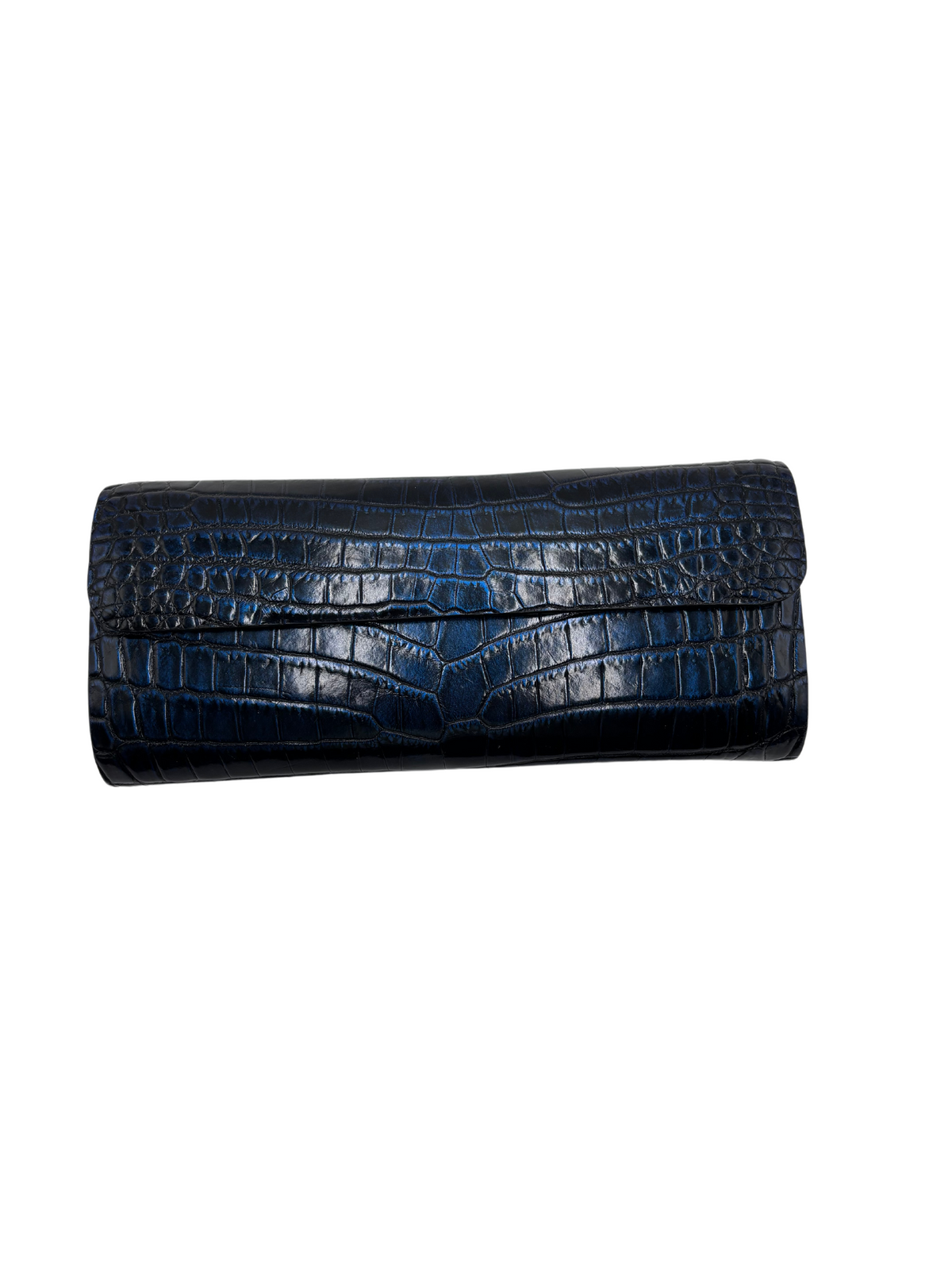 Bull &amp; Briar The &quot;Stacey&quot; Genuine Alligator Clutch in Gloss Navy