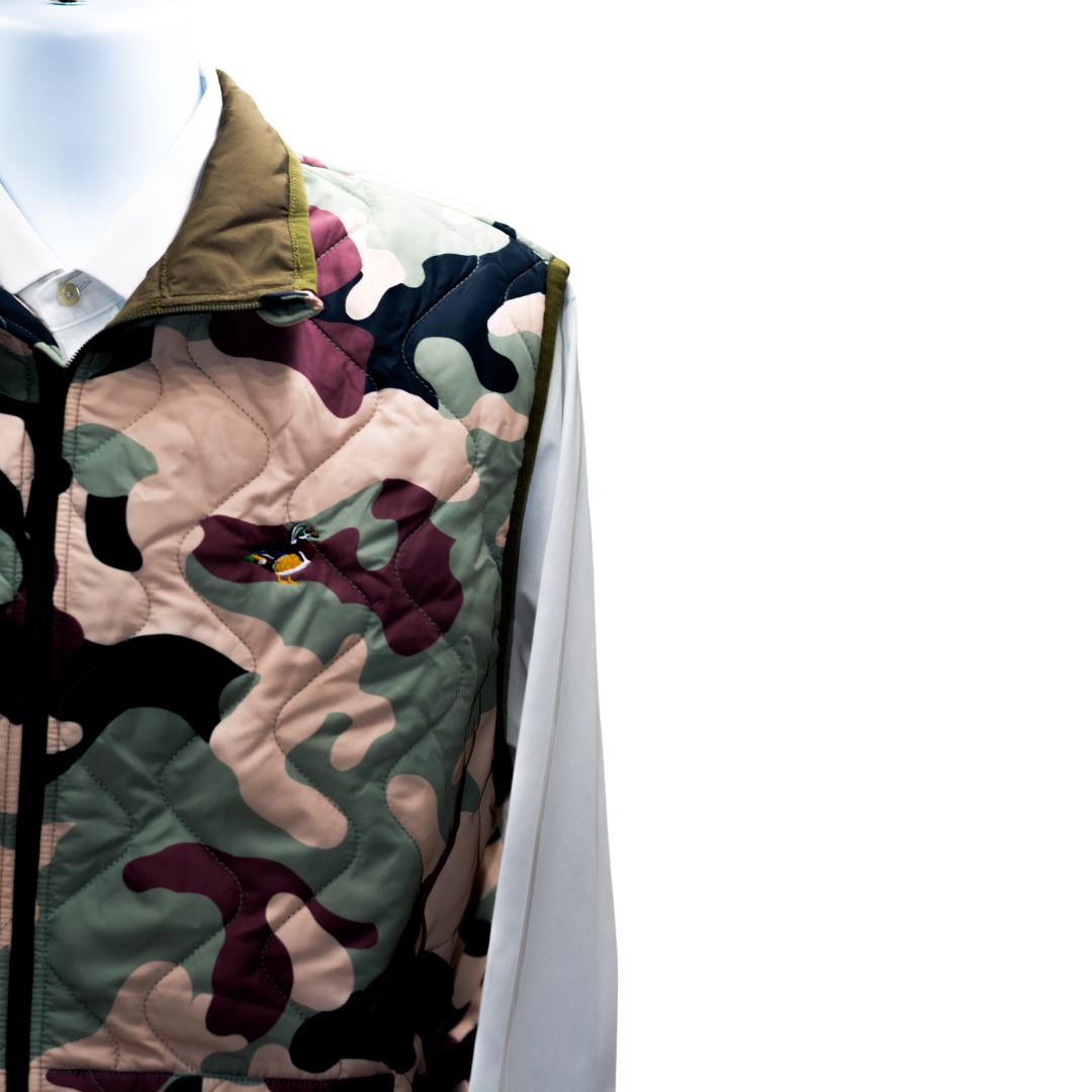 Bull and Briar Private Label Retro Camo Vest (wood duck logo)