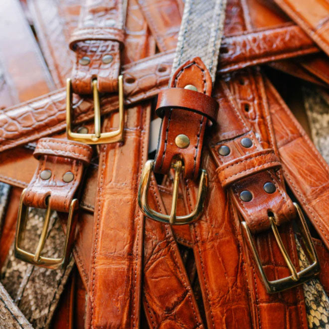 Leffler Leather Goods - Red snakeskin belt