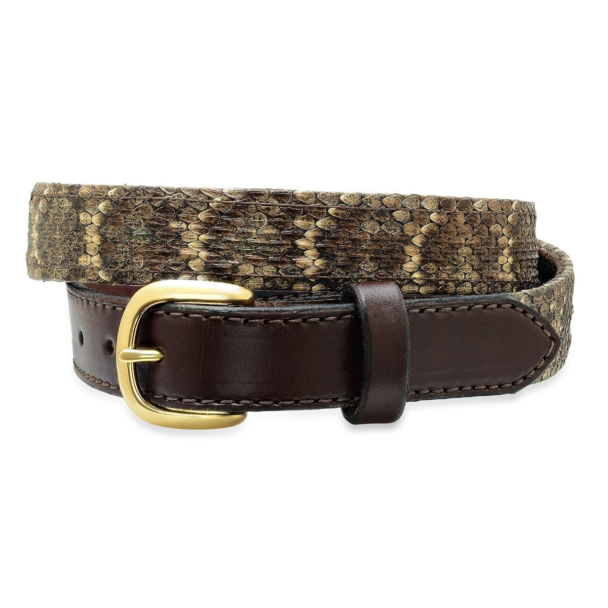 1 1/4 Diamondback Bridl Leather Rattlesnake Belt
