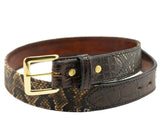1 1/2” Cottonmouth Moccasin Belt with Dark Brown Genuine Alligator Tips