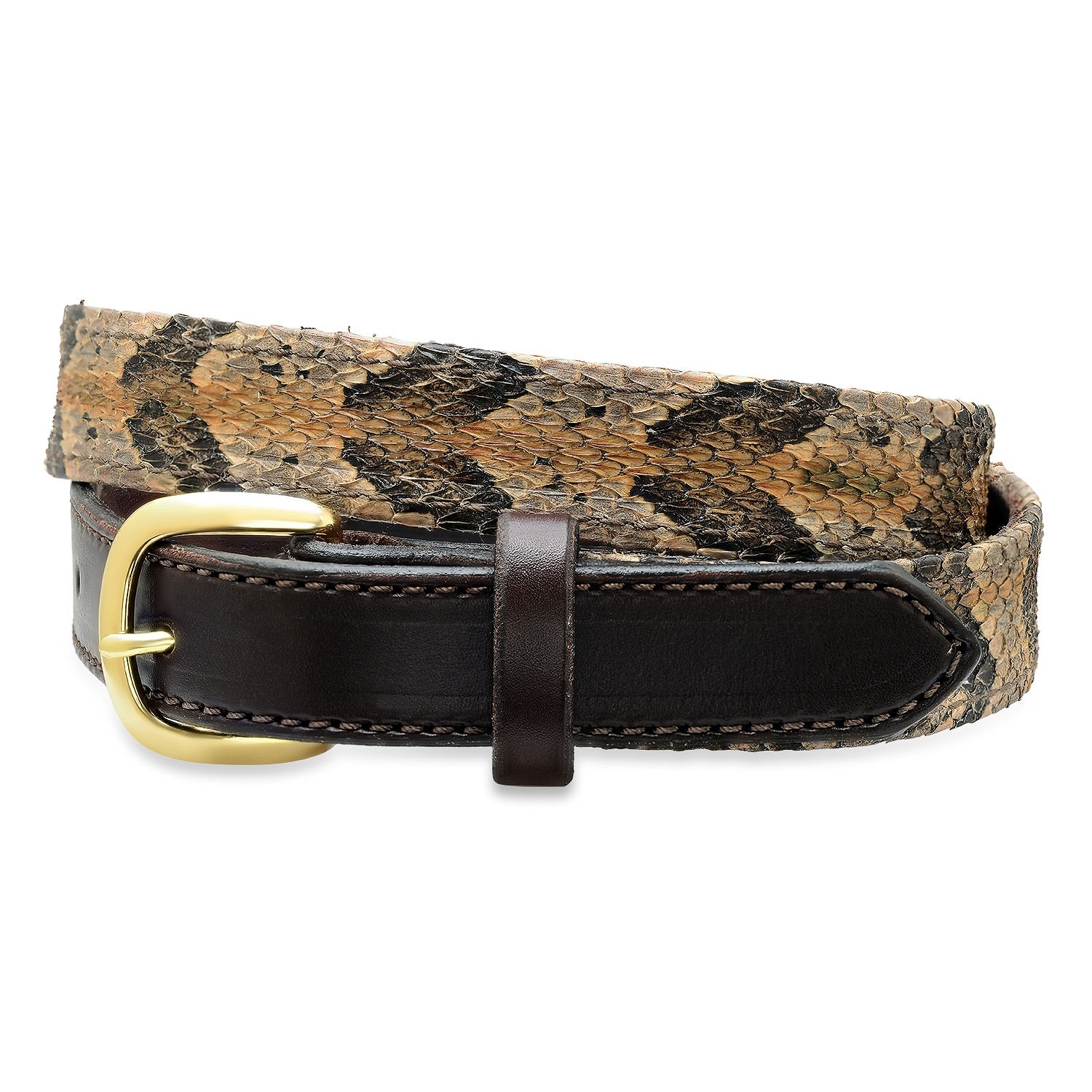 Bull & Briar-1" 1/4 Canebrake Timber Rattlesnake Belt-Bridle Leather Tips
