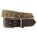 1 1/4” Western Rattlesnake Belt with Dark Brown Genuine Alligator Tips