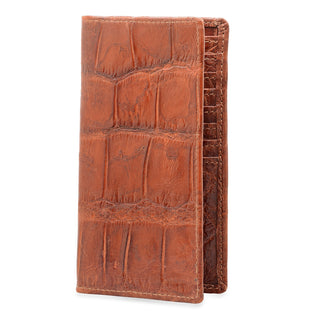 Cognac Alligator Checkbook Style Wallet