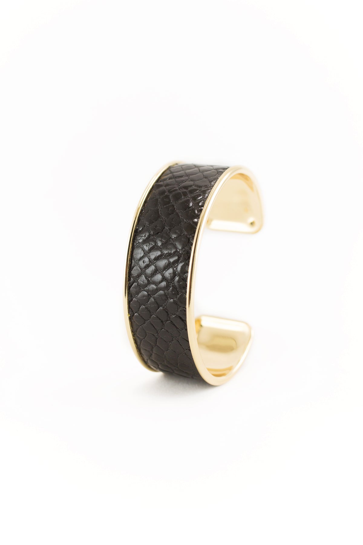 Glazed Black Genuine Alligator Bracelet