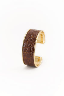 Cognac Genuine Alligator Bracelet